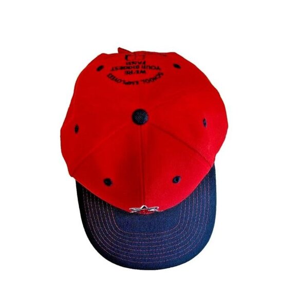 MLB Anaheim LA Angels Baseball Embroidered Red Blue Cap Schools First Radio AM83 - Picture 2 of 6